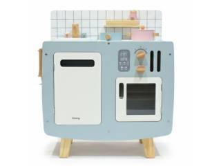 Cocina de madera con accesorios 63x53x30.5cm. Celeste