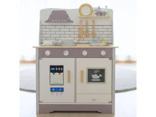 Cocina de madera con accesorios 76x60x26cm. Gris