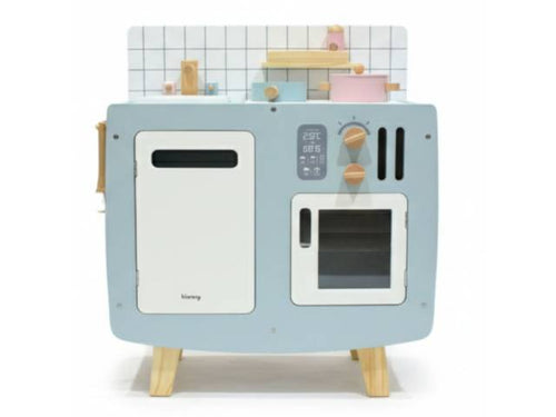 Cocina de madera con accesorios 63x53x30.5cm. Celeste