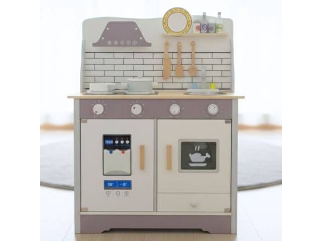 Cocina de madera con accesorios 76x60x26cm. Gris
